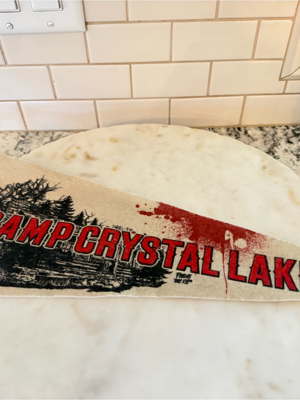 Camp Crystal Lake Red and Black Graphic Banner
